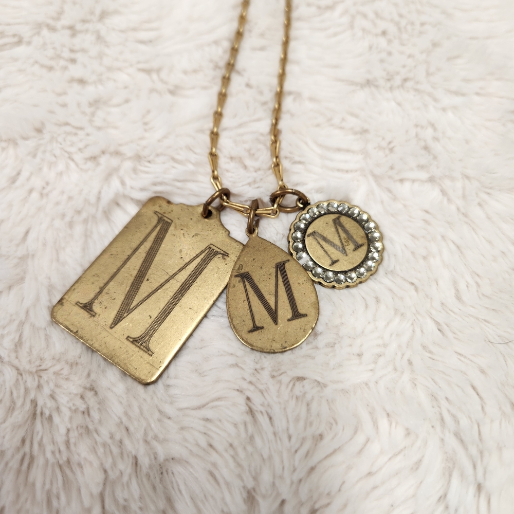 Bespoke Heirloom Triple-Layered "M" Monogram Initial Necklace One-of-One